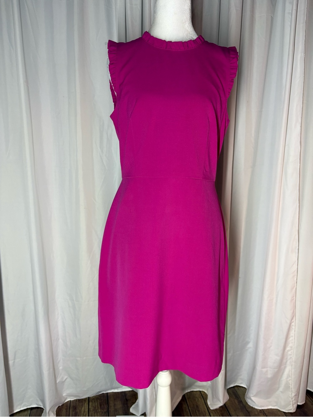 J. Crew Sleeveless Ruffle-Trim Mini Dress in Fuchsia Size S